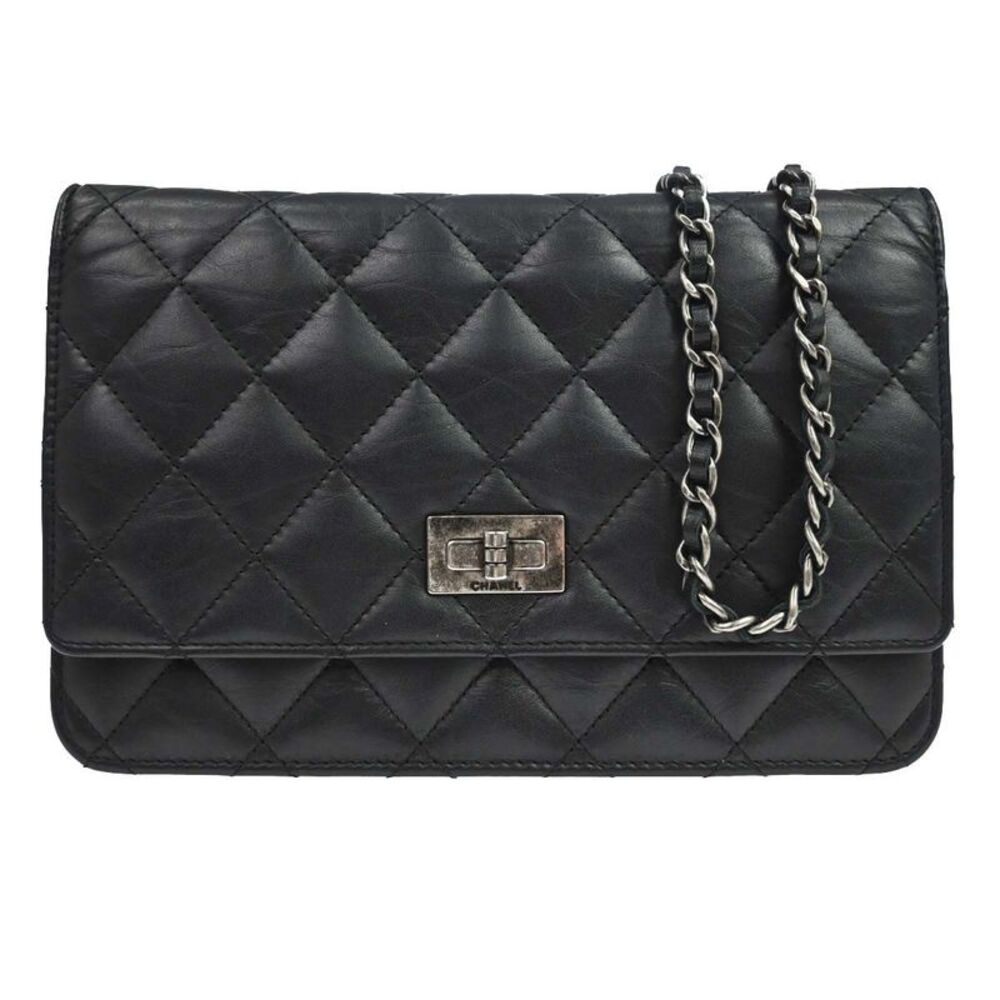 Chanel Reissue 2.55 Wallet On Chain Quilted Lambskin Black Leather Shoulder Bag